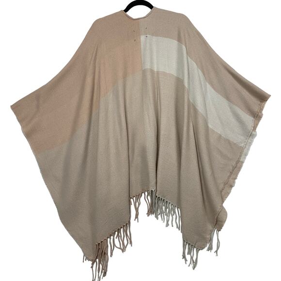 Soia & Kyo Fringe Blanket Wrap Shawl Poncho Cream Pink One Size - Picture 7 of 7